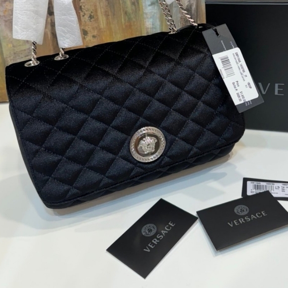 Versace Handbags - Versace Velvet+Lamb Leather Crossbody NWT! With COA